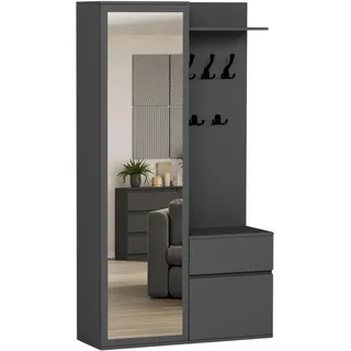 Framire Kleiderschrank Garderobe Spiegelaufhänger Schuhschrank Anthrazit 100 x 181,6 x 35 cm