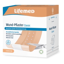 Lifemed® Medi-Inn® Wund-Pflaster "Classic", 5 m x 6 cm, Wundverband für ein schnelles Auftragen bei Verletzungen, 1 Rolle = 5 Meter