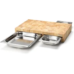 CONTINENTA Schneidebrett mit 3 Edelstahl Schubladen 50 x 32,5 x 8 cm
