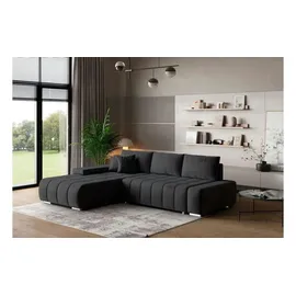 masseno Ecksofa Velours 2-Sitzer Schwarz