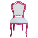 Casa Padrino Luxus Barock Esszimmer Stuhl in Weiß/Pink - Designer Stuhl - Luxus Qualität