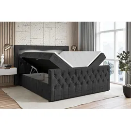 altdecor Boxspringbett mit Matratze 20 cm, 180x200 - Schwarz Holzwerkstoff, Höhe ca.