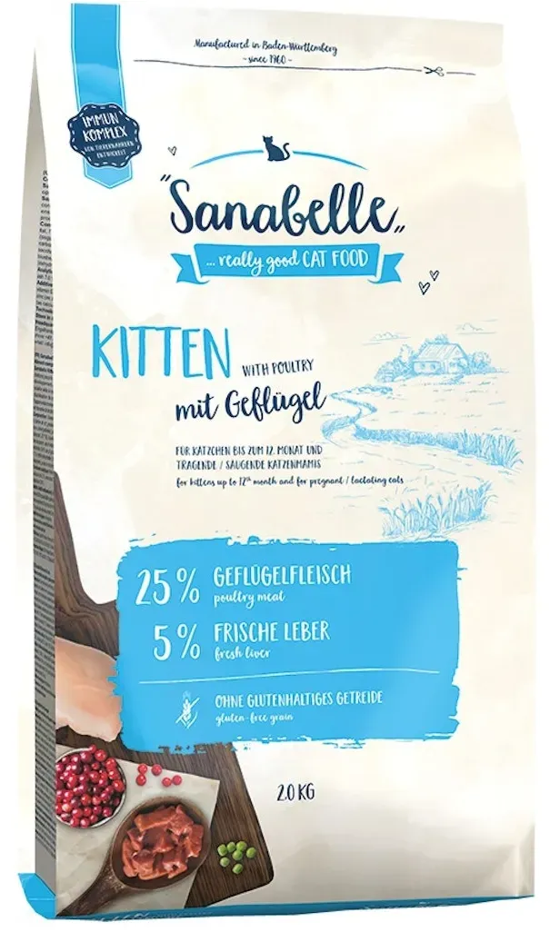 Sanabelle Kitten mit Geflügel Katzentrockenfutter 2 Kilogramm