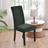 Morbuy Samt Stuhlhussen Set Stretch Stuhlbezug für Esszimmerstühle, Einfarbig Velvet Waschbarer Stuhlhussen Schwingstühle Stuhlüberzug für Haus Hotel Hochzeit Partys (6er Set,Grün)