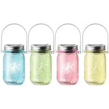 Lumineo Solarleuchte Glas 8x14cm 4er Set warmweiß