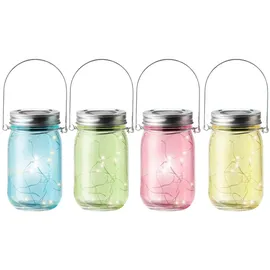 Lumineo Solarleuchte Glas 8x14cm 4er Set warmweiß