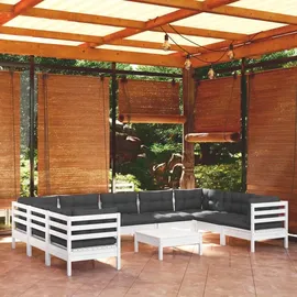 vidaXL Garten-Lounge-Set 10-tlg. weiß Kiefernholz