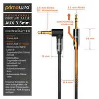 Primewire AUX zu 3,5-mm-Klinke Audio-Kabel 90° gewinkelt, HiFi Klinkenkabel