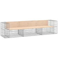 Furnicato Gartenbank aus Gabionen 287x71x65,5 cm Massivholz Kiefer