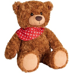 BRUBAKER Kuscheltier Teddy Plüschbär mit Anker Halstuch Blau oder Rot (1-St), 42 cm – Vintage Teddybär Plüschteddy Kuscheltier – Schmusetier mit besonders weichem Fell – Stofftier Bär Braun rot