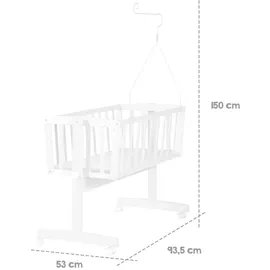 roba Babywiege Miffy® 40 x 90 cm aus Holz - Stubenwagen & Wiege - Bett Set komplett mit Feststellfunktion & textiler Ausstattung - Weiß/Grau