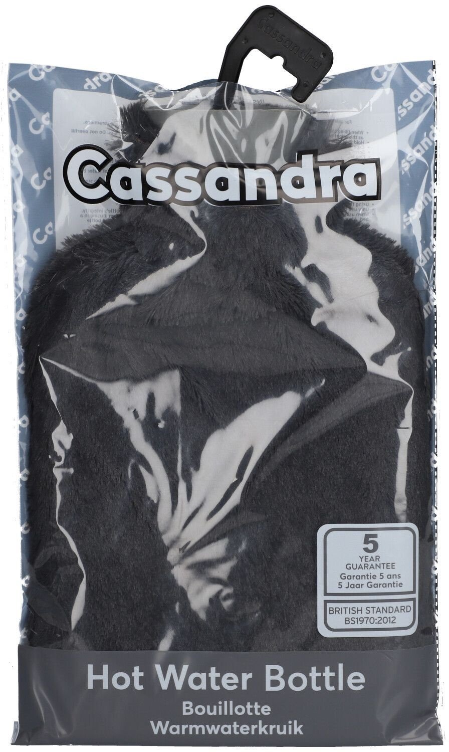 Cassandra Wärmflasche Kunstpelz Schwarz 1,8L