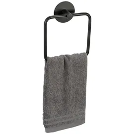 Schöner Wohnen Kollektion Handtuchring Meleto, schwarz Metall, eckig, 15.5x18.5x4.5 cm, Montage ohne Bohren, Badaccessoires, Duschzubehör, Handtuchhalter