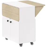 Homcom HOMCOM-Klapptisch-Spanplatte, Stahl-70L x 83B x 75H cm-Weiß+Naturholz