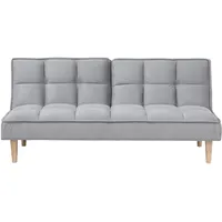 Beliani Schlafsofa 3-Sitzer Siljan Stoff Hellgrau Grau