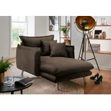 Home Affaire Loveseat HOME AFFAIRE "Lazio", braun (dunkelbraun), B:111cm H:101cm T:167cm, 100% Polyester, Sessel, moderner Sessel mit einer bequemen Polsterung, 2 Stk. Zierkissen