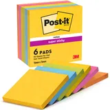 Post-it Haftnotiz 6546SR 76mm x 76mm Neongrün, Ultrablau, Ultragelb, Ultrapink, Neonorange 540 Blatt