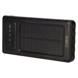 2Go Powerbank Solar 10000mAh mit LED Taschenlampe schwarz