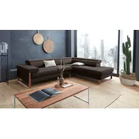 W.SCHILLIG Ecksofa finn, Designsofa mit tollem Sitzkomfort, bequem, L-Form, German Design Award 2016, Fußgestell Nussbaum natur, Breite 281 cm braun