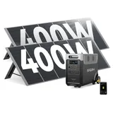 AFERIY 3600W/3840Wh Powerstation mit 2x400W Solarpanel, Erweiterbar Auf 11520Wh LiFePO4 Solargenerator & 1,5Std Schnellladung,<10ms USV, 13 Ausgänge, mit APP, Reine SW 230V, für Notfall/Garten/Camping