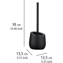 Wenko WC-Garnitur Badi Schwarz Keramik mit Silikon-bürstenkopf,
