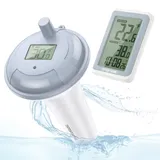 Rechargeable Funk PoolThermometer, WiFi Schwimmende Pool thermometer mit Indoor-Temperatur Luftfeuchtigkeit Monitor,Digital Teichthermometer Unterwasser IP67 wasserdicht für Schwimmbäder, Badewannen