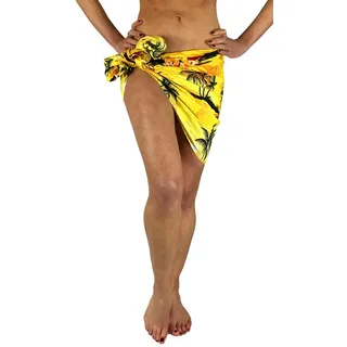 King Kameha Sarong Surf Funky Hawaii-Sarong Strand Pareo Cover-Up Damen Bikini, Pareo Cover-Up gelb Klein