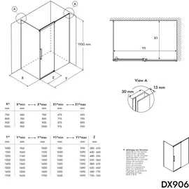 Bernstein Eckdusche Bernstein DX906 FLEX Schiebetür Soft-Close 8mm Nano Echtglas Chrom 170x80cm