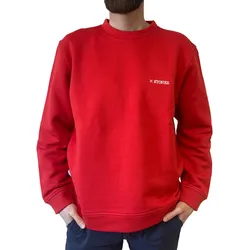 STONES Herren Pullover Baumwoll-Sweater Rundhals-Sweater Oversize-Sweater 400gsm Sweatshirt Rot - S