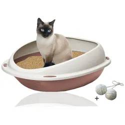 Rohrschneider Katzentoilette Katzenklo für große Katzen, hoher Rand, platzsparende Schalentoilette