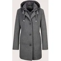 Madeleine "Mantel mit abnehmbarem Einsatz", Damen, Gr. 42, grau (graphit, steingrau, melange), Obermaterial: 50% Polyester PES. 50% Wolle WO., Modern, normal, Mäntel