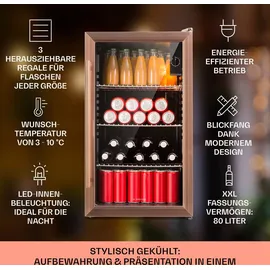 Klarstein Beersafe XXL Getränkekühlschrank (80 l, 830 mm hoch, Kupfer-Metallic)
