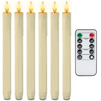 AMAGIC 6 Stück Ivory LED stabkerzen mit fernbedienung, Flammenlose Tafelkerzen, batteriebetriebene LED Kerzen, 3D-Dochtlicht, warmer