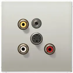 Jung Mutimedia-Einsatz Cinch Audio/Composite Video/S-Video/ Miniklinke 3,5 mm (Edelstahl)