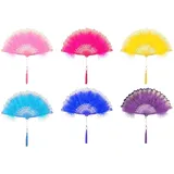 Damen Fächer Feder,6 Stücke Vintage Stil 20er Jahre Feder Handfächer Faltbar Handheld Marabou Federfächer Damen Gatsby Kostüm Flapper Zubehör für Hochzeit Halloween Karneval, Mottoparty,Bunt #1