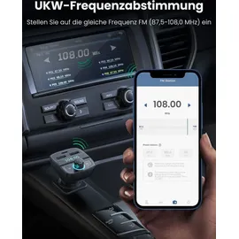 UGREEN FM Transmitter Bluetooth 5.0 MP3 Car Charger - Schwarz