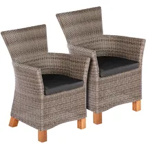 Merxx Toskana Gartensessel 66 x 66 x 88 cm grau/natur 2 St.