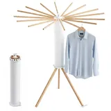 Relaxdays Ausziehbarer Wäscheständer Oktopus, Weiß,Hellbraun