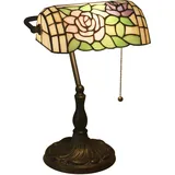 Uziqueif Tiffany Style Tischlampe, Vintage Bankers Desk Lamp, Lampenschirm Glas, Bankerlampe mit Leuchtmittel