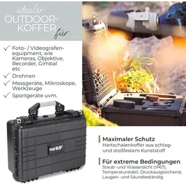 HMF ODK100 Outdoor-Fotokoffer, Transportkoffer mit Rasterschaumstoff, 41 x 32 x 17,5 cm