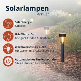 Grundig Solarleuchte Edelstahl 34,5 cm 4er Set Schwarz