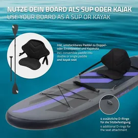 ECD Germany SUP Board Aufblasbar 305 x 82 x 15 cm schwarz