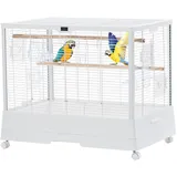 Garvee Vogelkäfig aus Stahl mit Wagen – 28 Zoll, herausnehmbares Tablett, Ablage, Temperatur- und Feuchtigkeitsregelung – ideal für Sittiche, Nymphensittiche, Nymphensittiche, Konuras und kleine