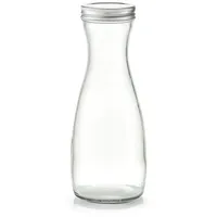 neuetischkultur Karaffe Glaskaraffe, 1000 ml mit Metalldeckel, (Stück, 1-tlg., 1 Karaffe), Krug Dekanter mit Schraubdeckel weiß