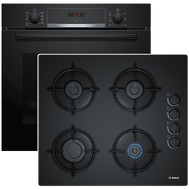 Bosch HERDSET BOSCH Backofen 3D-Heißluft EEK A+ Gaskochfeld autark 60cm NEU - Silber