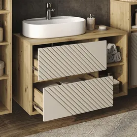 Vicco Viola, Artisan-Eiche/Cashmere, 100 x 60 cm mit 2 Schubladen Model 60725 - Braun/Weiß