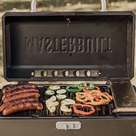 MasterBuilt Tragbarer Holzkohlegrill und Smoker mit analoger Temperaturregelung Schwarz