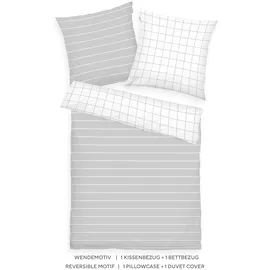 Herding TOM TAILOR Bettwäsche-Set "CHECK & STRIPES (light Grey & crisp White' - 80-x-80-cm-135-x-200-cm