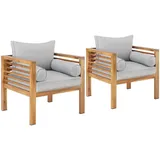 Tectake tectake® Garten-Loungesessel, mit lasiertem Holzgestell, Dicke der Sitzpolster 12 cm, bodenschonende Kunststoffkappen, 72 x 63 x 64,5 cm