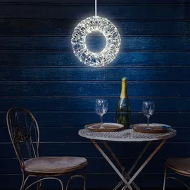 MARELIDA LED Lichtkranz Türkranz Weihnachtskranz 30cm 400LED 8 Modi Timer Außen
